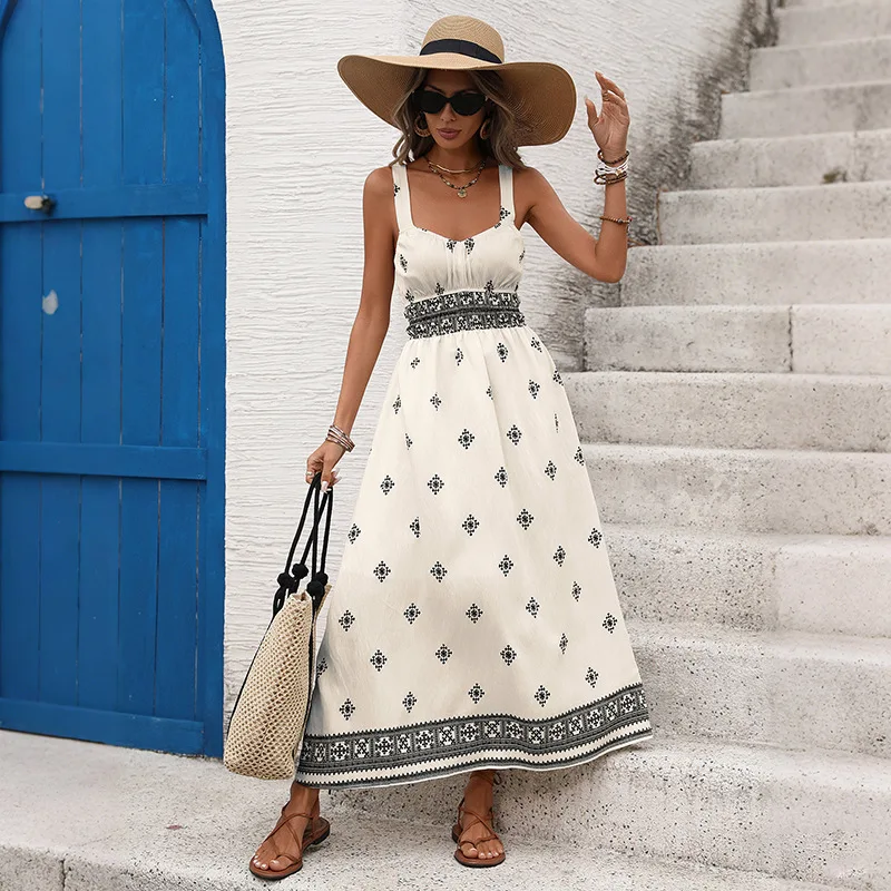 Women Dresses Print Dress Camisole Backless Square Collar Sleeveless Ankle Length Cinched Empire Waist Casual 2026 Spring Summer
Women Dresses Print Dress Camisole Backless Square Collar Sleeveless Ankle Length Cinched Empire Waist Casual 2026 Spring Summer