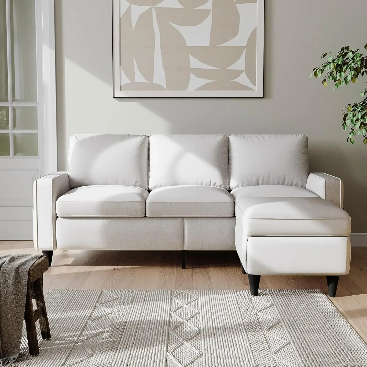 Convertible Sectional Sofa Couch, 3Seat L-Shaped Sectional Sofa Couch,Beige Linen Sofa Couch Furniture Set with Reversible Stora
Convertible Sectional Sofa Couch, 3Seat L-Shaped Sectional Sofa Couch,Beige Linen Sofa Couch Furniture Set with Reversible Stora