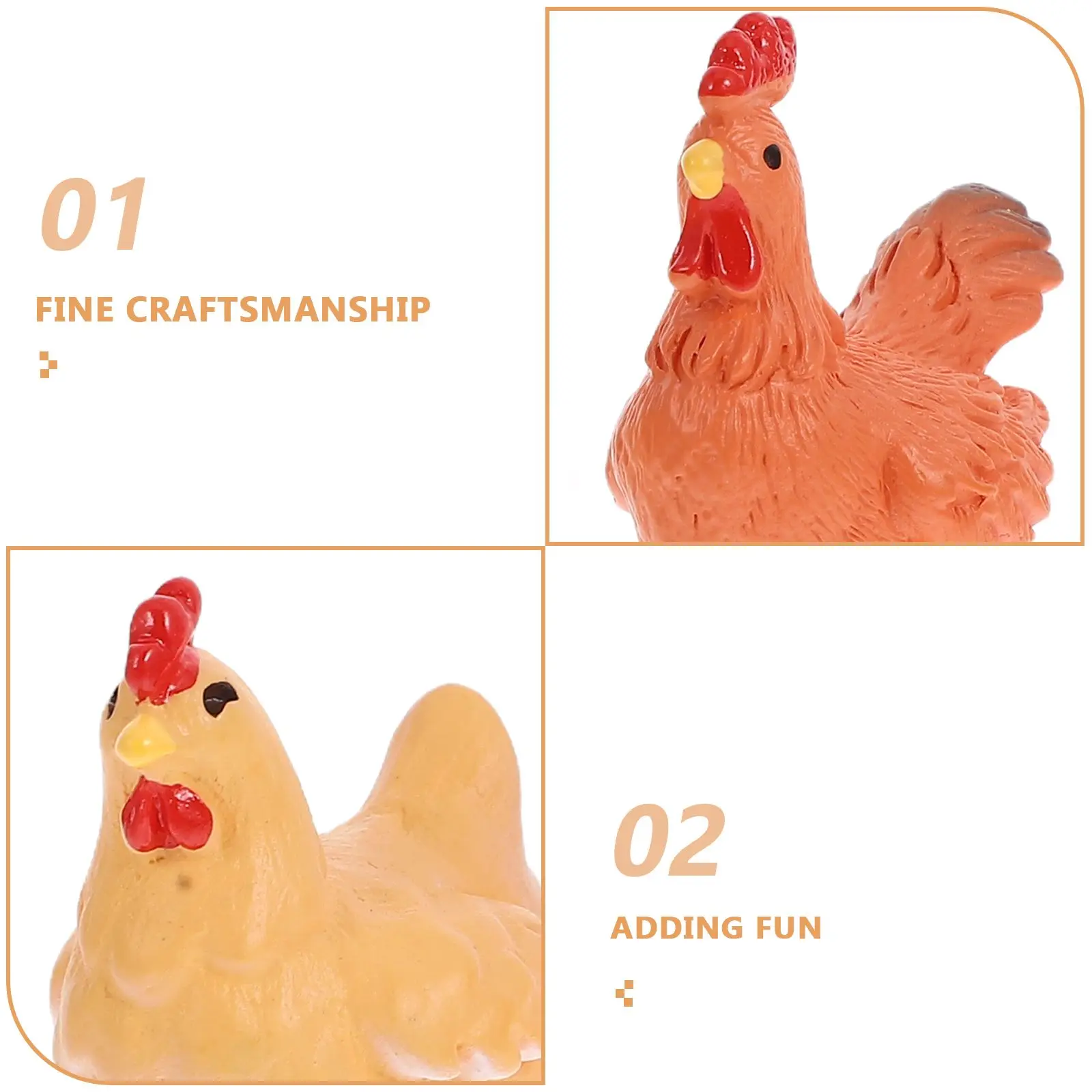 10pcs Resin Rooster Hen Figurines Mini Animals Farmhouse naments Garden Decor Chicken Statue Tiny Things Landscape Statues
10pcs Resin Rooster Hen Figurines Mini Animals Farmhouse naments Garden Decor Chicken Statue Tiny Things Landscape Statues