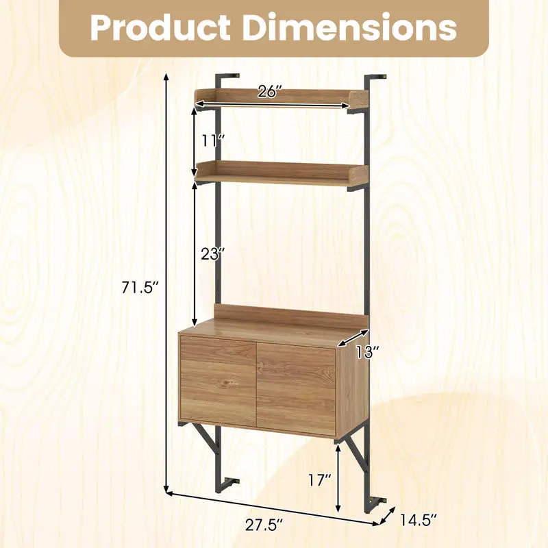 Tall Ladder Shelf with Storage Cabinet Narrow Wall Mounted Ladder Bookcase-Natural
Tall Ladder Shelf with Storage Cabinet Narrow Wall Mounted Ladder Bookcase-Natural