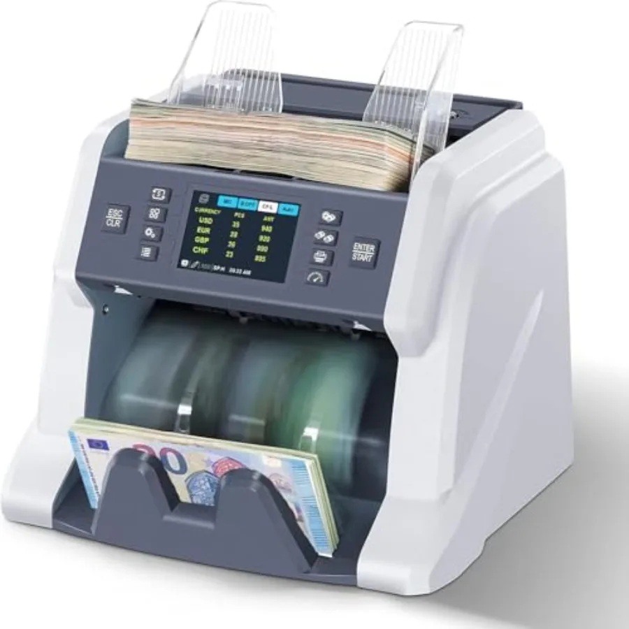 Business money counter for mixed denominations, plastic housing, black, high-speed value counting with CIS/UV/MG/IR counterfeit
Business money counter for mixed denominations, plastic housing, black, high-speed value counting with CIS/UV/MG/IR counterfeit