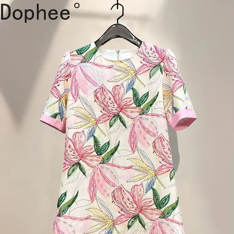 Высокое качество, модное женское летнее платье с коротким рукавом, розовые цветы, с принтом и бисером, элегантное короткое женское праздничное платье трапециевидной формы с круглым вырезом
Высокое качество, модное женское летнее платье с коротким рукавом, розовые цветы, с принтом и бисером, элегантное короткое женское праздничное платье трапециевидной формы с круглым вырезом