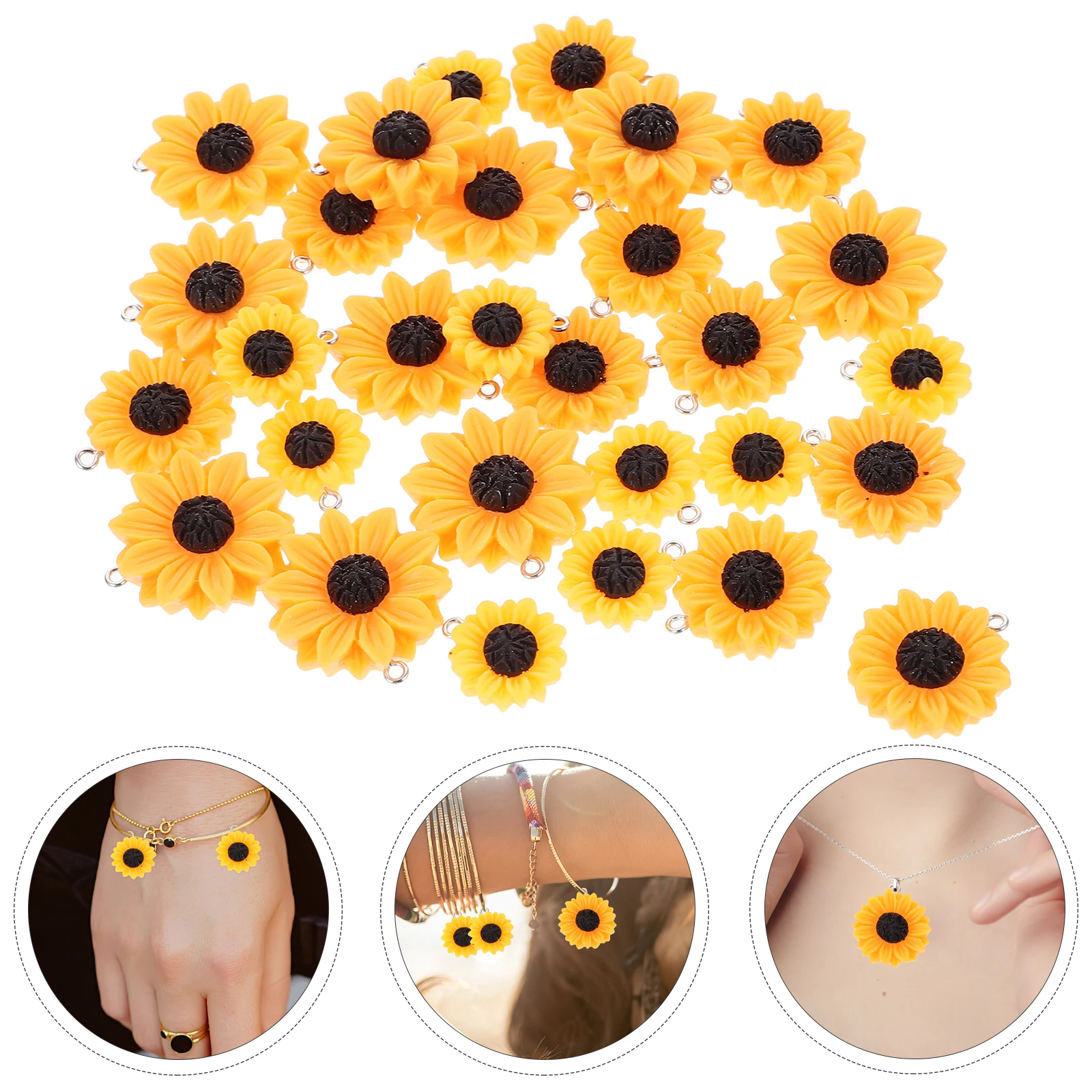 30pcs Resin Charms Sunflower Pendants Earrings Accessories Bracelet Pendants DIY Crafting Bracelet Necklace Decorations
30pcs Resin Charms Sunflower Pendants Earrings Accessories Bracelet Pendants DIY Crafting Bracelet Necklace Decorations