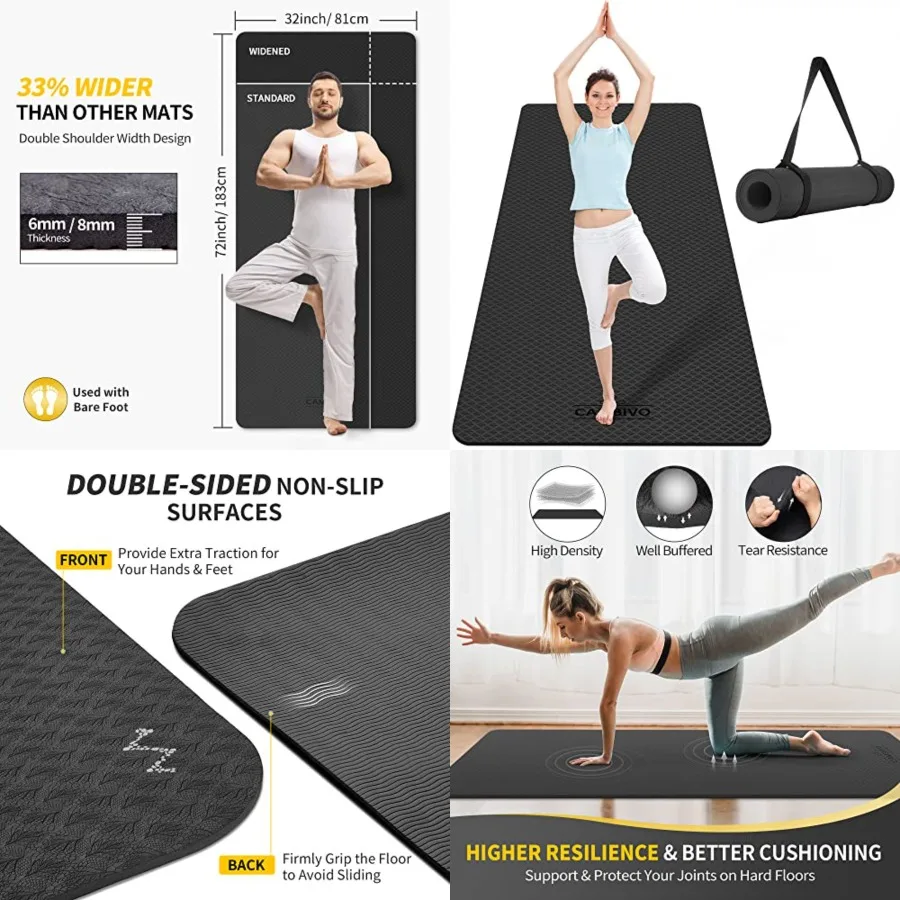 Etra Wide Yoga Mat for Women and Men / 1/4 TPE Workout Mat, Non-slip Large Exercise Fitness Mat for Yoga, Pilates, Workout
Etra Wide Yoga Mat for Women and Men / 1/4 TPE Workout Mat, Non-slip Large Exercise Fitness Mat for Yoga, Pilates, Workout