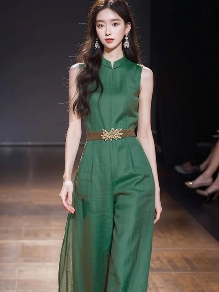 New 2025 Unique Green One-Piece Pants Women's High Waist Wide Leg Commuter Style Polyester Fiber Regular Thickness
New 2025 Unique Green One-Piece Pants Women's High Waist Wide Leg Commuter Style Polyester Fiber Regular Thickness