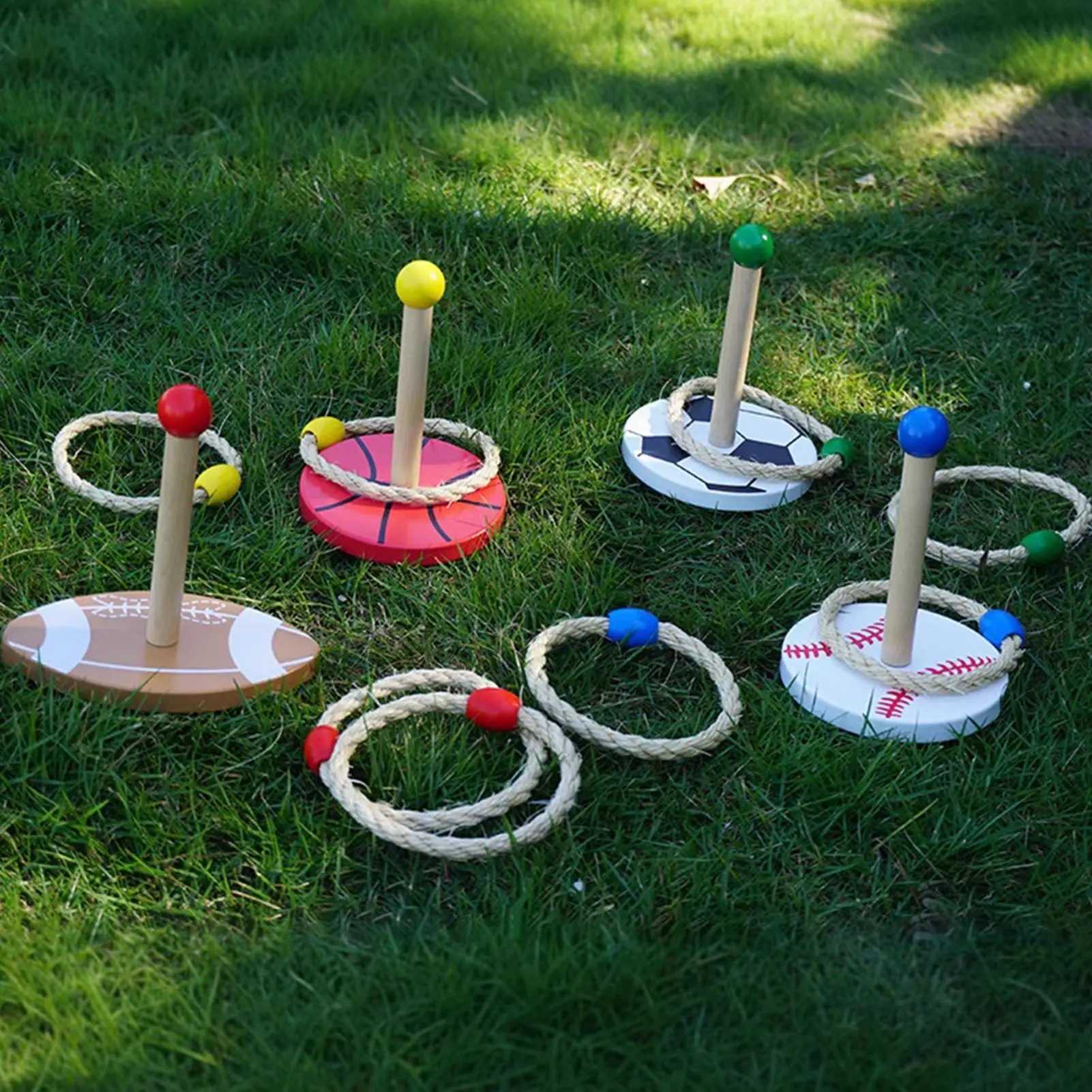 Outdoor Yard Game Toys Ring Game With 8 Rope Rings + 4 bases For Indoor Lawn Camping Yard Party Outdoor Rope Ring Throwing Set
Outdoor Yard Game Toys Ring Game With 8 Rope Rings + 4 bases For Indoor Lawn Camping Yard Party Outdoor Rope Ring Throwing Set