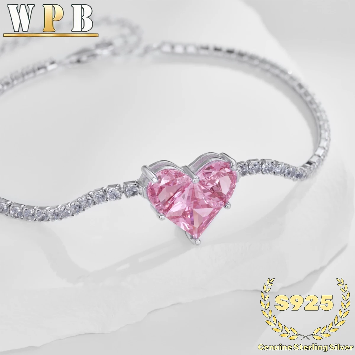 Tennis Bracelet S925 Sterling Silver Pink Heart Zircon Pavé Setting Valentine Gift for Women Romantic Jewelry Anniversary
Tennis Bracelet S925 Sterling Silver Pink Heart Zircon Pavé Setting Valentine Gift for Women Romantic Jewelry Anniversary