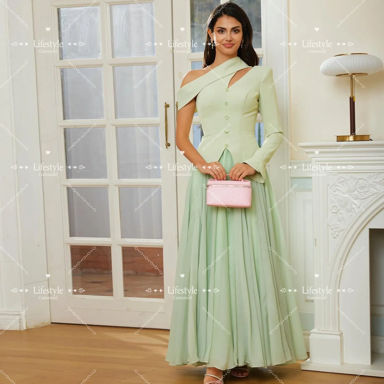 Customized Off Shoulder Sweet Prom Dresses Long Sleeve Pleats A-Line Buttons Evening Dress Wedding Formal Party Gown
Customized Off Shoulder Sweet Prom Dresses Long Sleeve Pleats A-Line Buttons Evening Dress Wedding Formal Party Gown