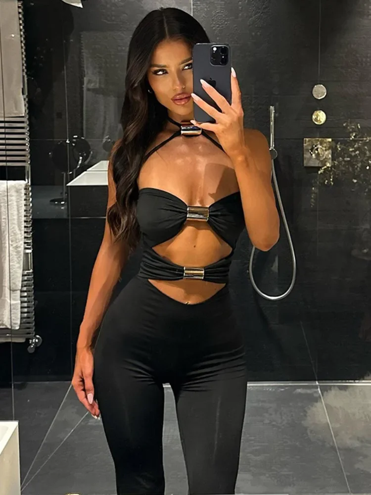 Hollow Out Backless Sexy Jumpsuits For Women Fashion Solid Halter Off-shoulder Sleeveless Club Sexy Jumpsuits Rompers
Hollow Out Backless Sexy Jumpsuits For Women Fashion Solid Halter Off-shoulder Sleeveless Club Sexy Jumpsuits Rompers