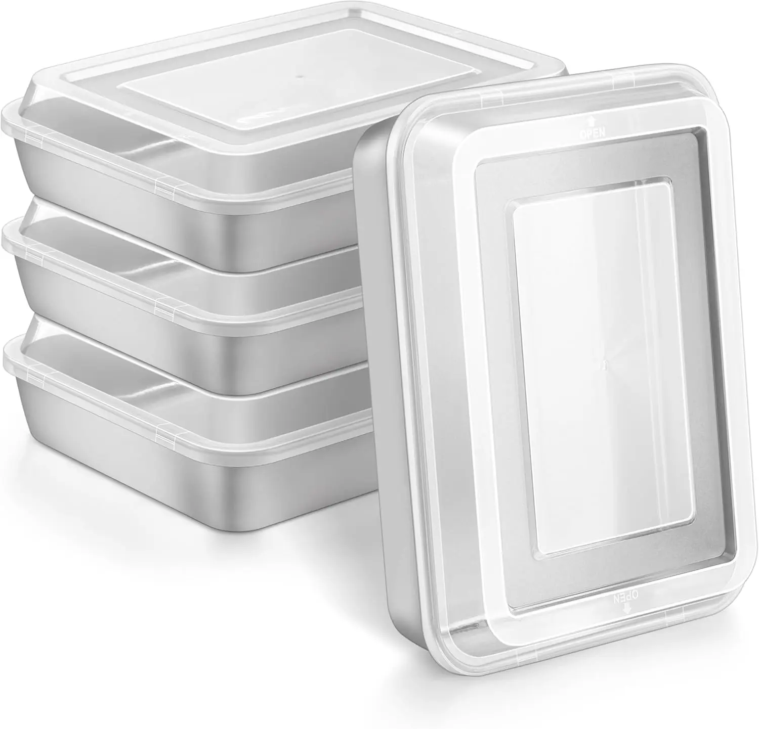 9x12 Inch Stainless Steel Baking Pan Set with Lids, 4 Pans + 4 Lids, Nonstick & Dishwasher Safe
9x12 Inch Stainless Steel Baking Pan Set with Lids, 4 Pans + 4 Lids, Nonstick & Dishwasher Safe