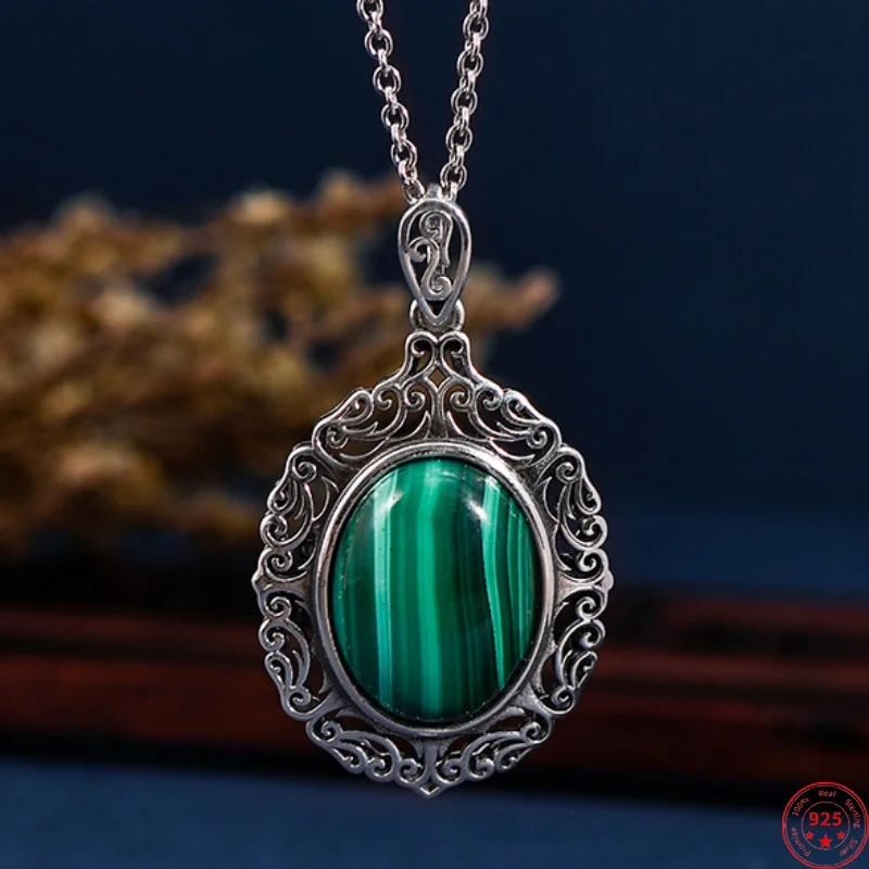 S925 Sterling Silver Pendants for Women New Fashion Hollow Carved Pattern Inlaid Malachite Jade Can Open Gawu-box Free Shipping
S925 Sterling Silver Pendants for Women New Fashion Hollow Carved Pattern Inlaid Malachite Jade Can Open Gawu-box Free Shipping