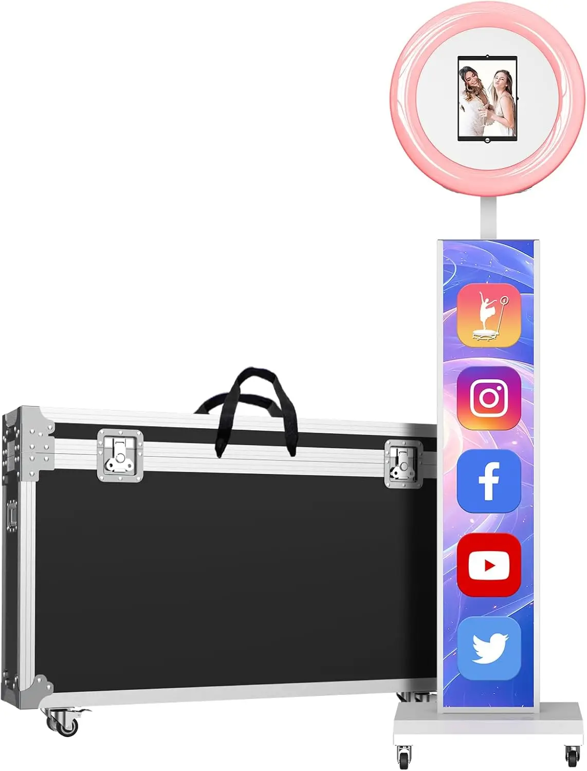 Portable Photo Booth Machine Stand Compatible with Any Ipad with Software APP and Remote Control, RGB Ring Lights Music Sync
Portable Photo Booth Machine Stand Compatible with Any Ipad with Software APP and Remote Control, RGB Ring Lights Music Sync