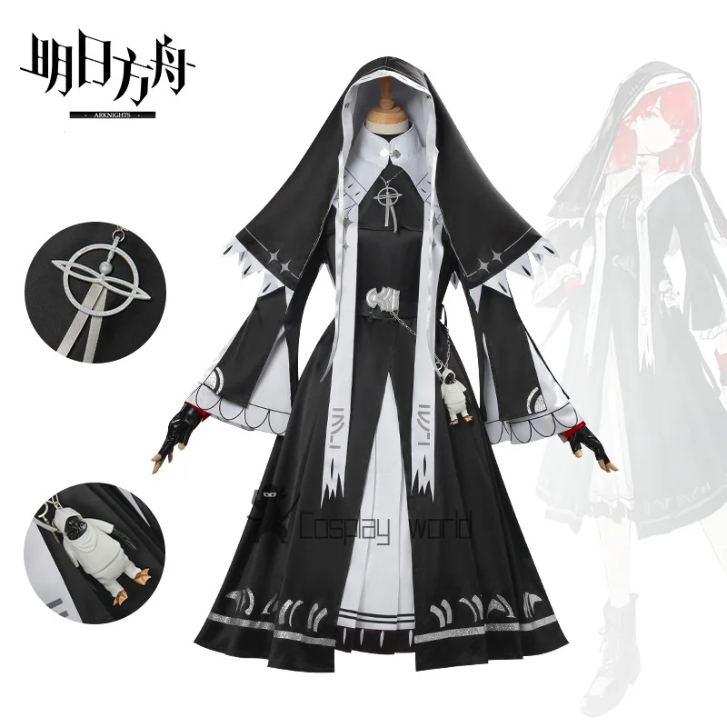 Arknights Game Exusiai новые костюмы для косплея Covenant с черной униформой монахини, поддержка персонажей, полный комплект для косплея
Arknights Game Exusiai новые костюмы для косплея Covenant с черной униформой монахини, поддержка персонажей, полный комплект для косплея