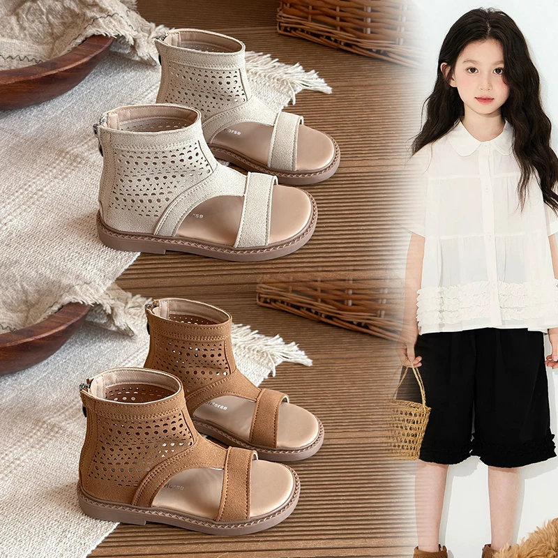 Girls Summer Roman Sandals Hollow Out Ankle Boots Kids Breathable Beach Shoes Non Slip Soft Sole Fashion Footwear for Children
Girls Summer Roman Sandals Hollow Out Ankle Boots Kids Breathable Beach Shoes Non Slip Soft Sole Fashion Footwear for Children