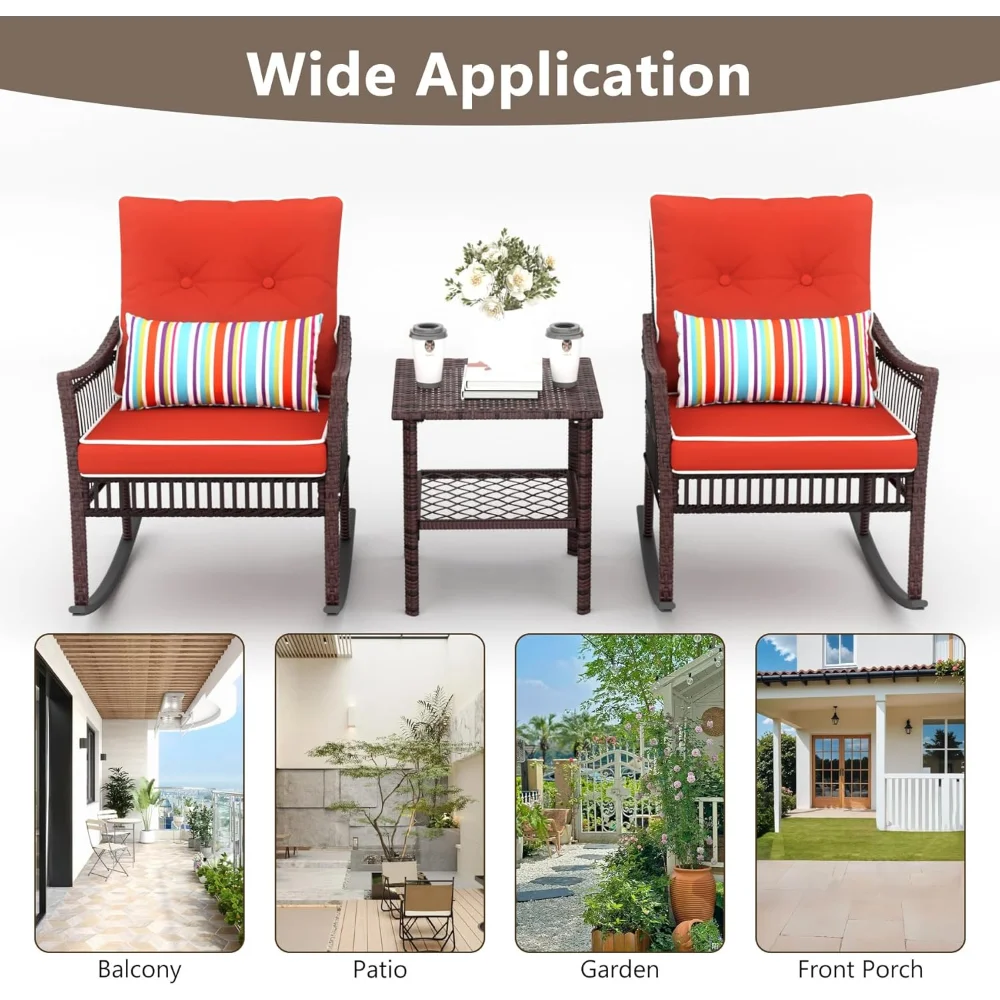 3-Piece Patio Furniture Set,Outdoor Rocking Chairs Set of 2, Patio Conversation with 2 Wicker Chairs with Coffee Table
3-Piece Patio Furniture Set,Outdoor Rocking Chairs Set of 2, Patio Conversation with 2 Wicker Chairs with Coffee Table