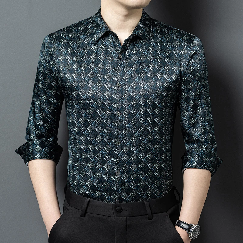Coolness Print Silk Blends Shirts For Men Long Sleeved Easy Care Summer Quality Soft Comfortable Casual Trends Camisas De Hombre
Coolness Print Silk Blends Shirts For Men Long Sleeved Easy Care Summer Quality Soft Comfortable Casual Trends Camisas De Hombre
