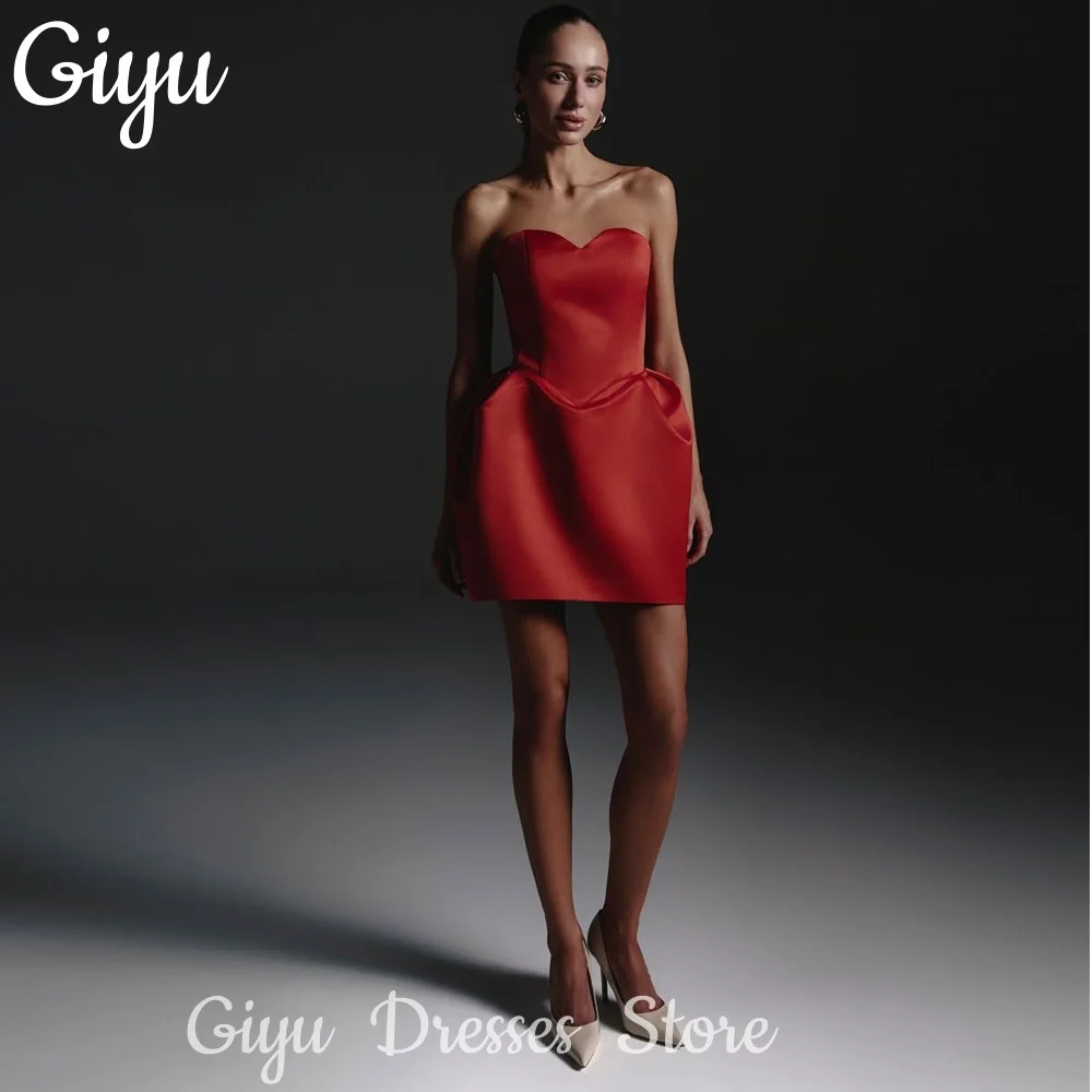 Giyu Sexy Sweetheart Red A-line Wedding Party Dresses Satin Mini Above Knee Sleeveless Birthday Party Dress Summer Dresses 2025
Giyu Sexy Sweetheart Red A-line Wedding Party Dresses Satin Mini Above Knee Sleeveless Birthday Party Dress Summer Dresses 2025