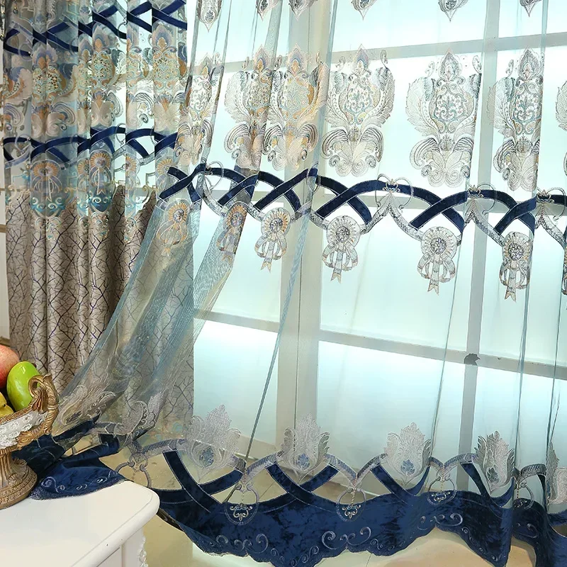 European High Quality Embroidered Luxury Curtains for Living Dining Room Bedroom Tulle Valance Drapes Classic Decor Custom Size
European High Quality Embroidered Luxury Curtains for Living Dining Room Bedroom Tulle Valance Drapes Classic Decor Custom Size