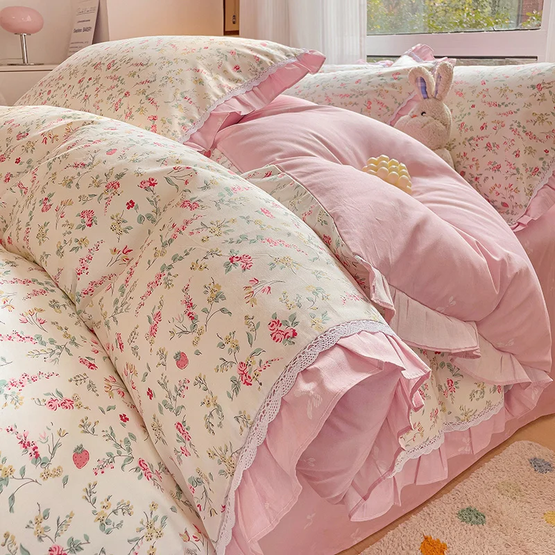 100% Cotton Korean Style Pastoral Floral Ruffles Bedding Set Single Queen Size Duvet Cover Bed Sheet/Fitted Sheet Pillowcases
100% Cotton Korean Style Pastoral Floral Ruffles Bedding Set Single Queen Size Duvet Cover Bed Sheet/Fitted Sheet Pillowcases
