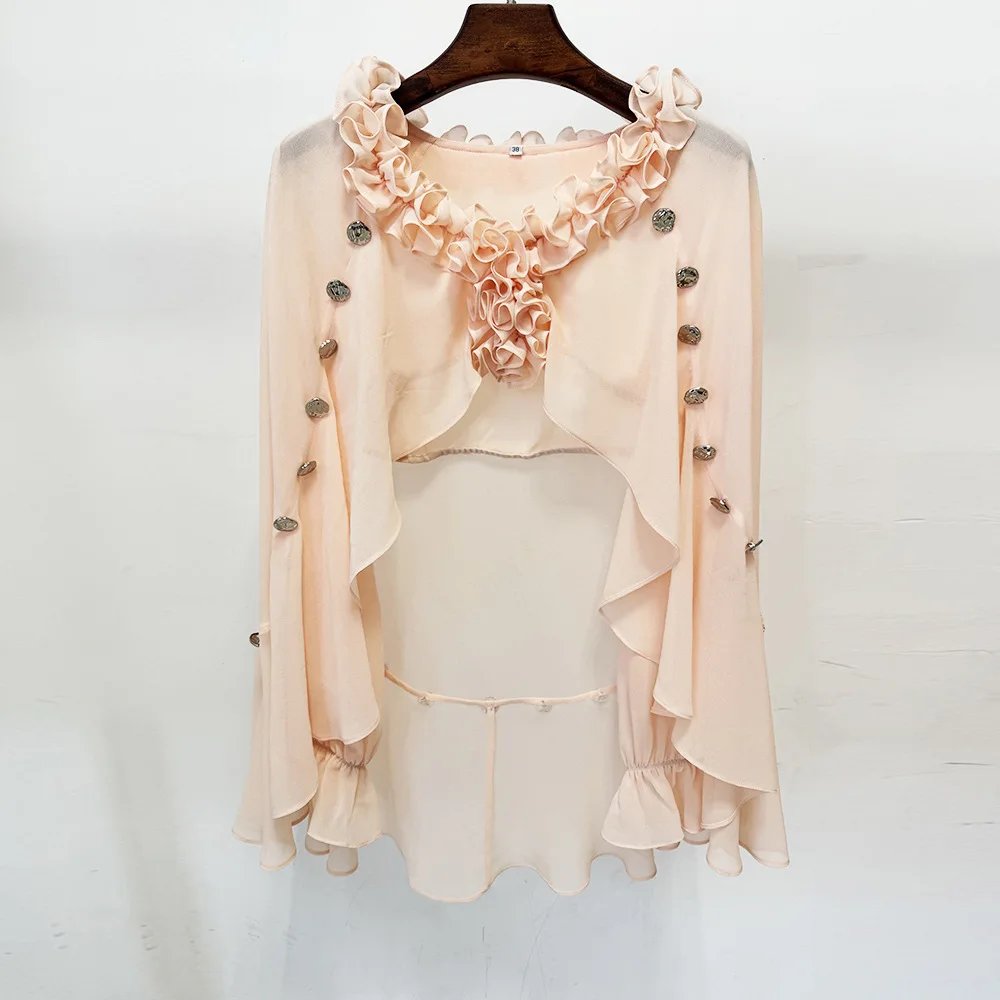 HIGH QUALITY Newest 2026 Designer Suit Set Women's Wood Ear Chiffon Shirt Shawl Top Rhinestone Trousers Suit
HIGH QUALITY Newest 2026 Designer Suit Set Women's Wood Ear Chiffon Shirt Shawl Top Rhinestone Trousers Suit