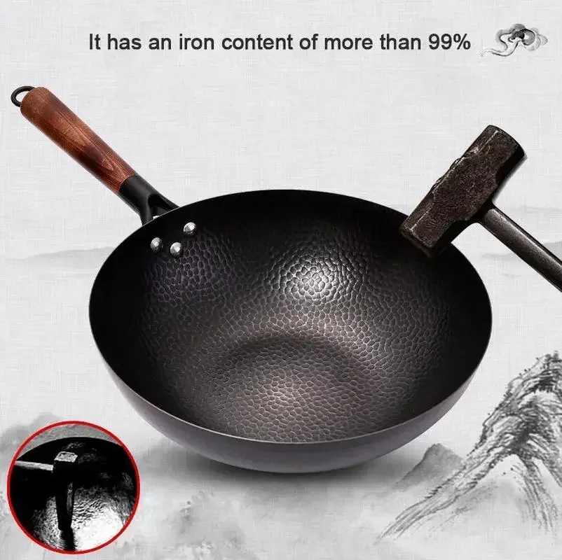 Traditional Wooden Lid Iron Pan Frying Uncoated Health Frying Pan Non-stick PanGas Stove Induction Cooker Universal Iron Pan
Traditional Wooden Lid Iron Pan Frying Uncoated Health Frying Pan Non-stick PanGas Stove Induction Cooker Universal Iron Pan