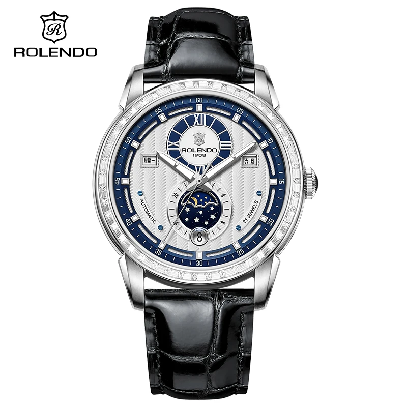 ROLENDO Men's Automatic Watch 43mm Sapphire Crystal Luminous Hands & Markers Leather Strap with Butterfly Clasp 50m Water Resist
ROLENDO Men's Automatic Watch 43mm Sapphire Crystal Luminous Hands & Markers Leather Strap with Butterfly Clasp 50m Water Resist