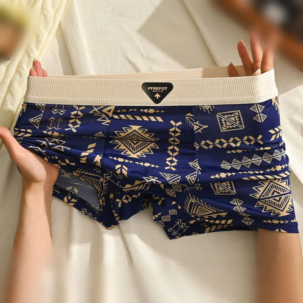 Ice Silk Vintage Mid-Waist Ethnic Style Printed Pants With A Wide Waistband Lingerie Mens Sexy Underwear Elastic Boxer Shorts
Ice Silk Vintage Mid-Waist Ethnic Style Printed Pants With A Wide Waistband Lingerie Mens Sexy Underwear Elastic Boxer Shorts