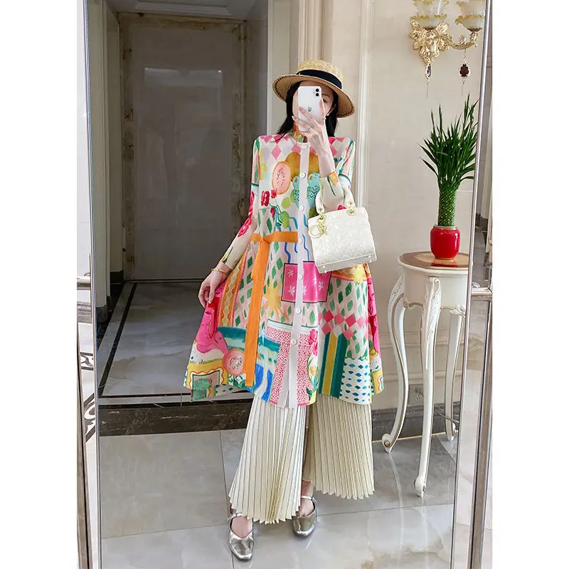 New Spring Summer Long Sleeve Robe Elastic Luxury Brand Shirt Dress Print Single-breasted Lace-up Loose Pleated Maxi Dresses
New Spring Summer Long Sleeve Robe Elastic Luxury Brand Shirt Dress Print Single-breasted Lace-up Loose Pleated Maxi Dresses