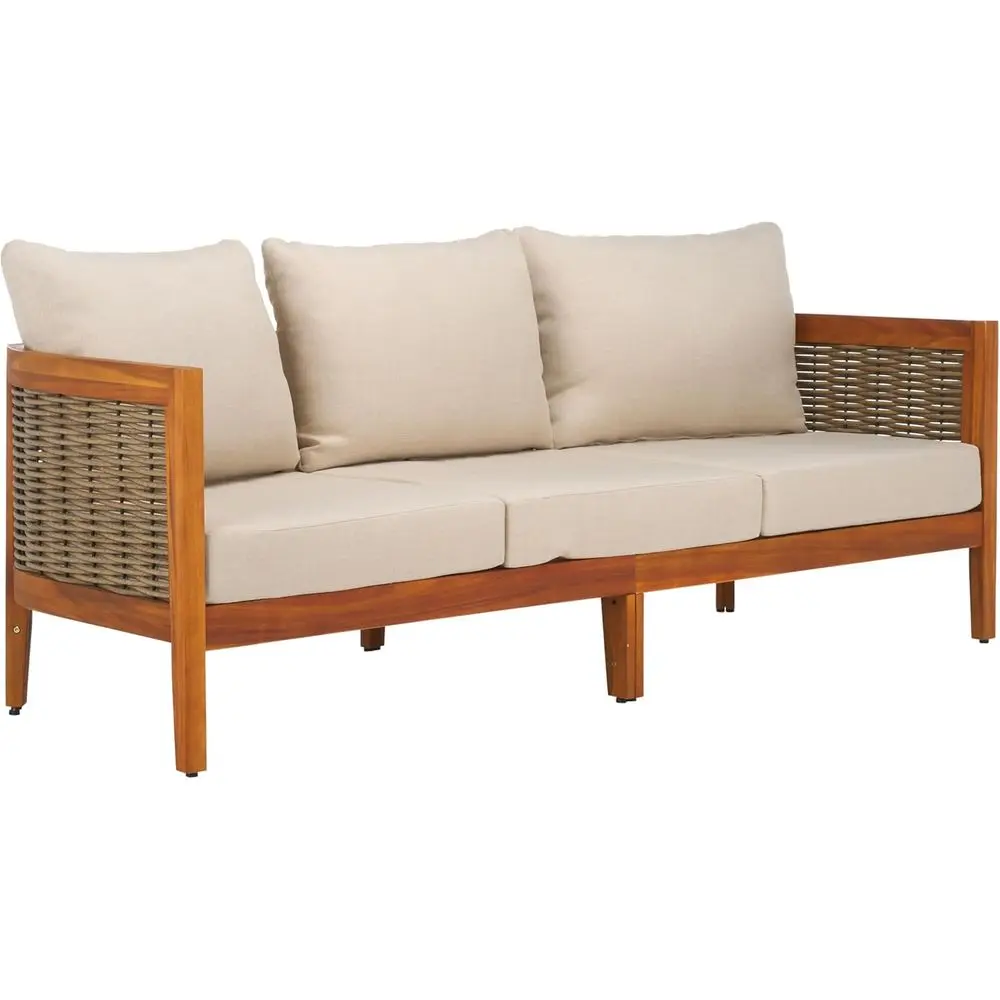 Natural Acacia Wood 3-Seater Sofa with Taupe Cushions
Natural Acacia Wood 3-Seater Sofa with Taupe Cushions
