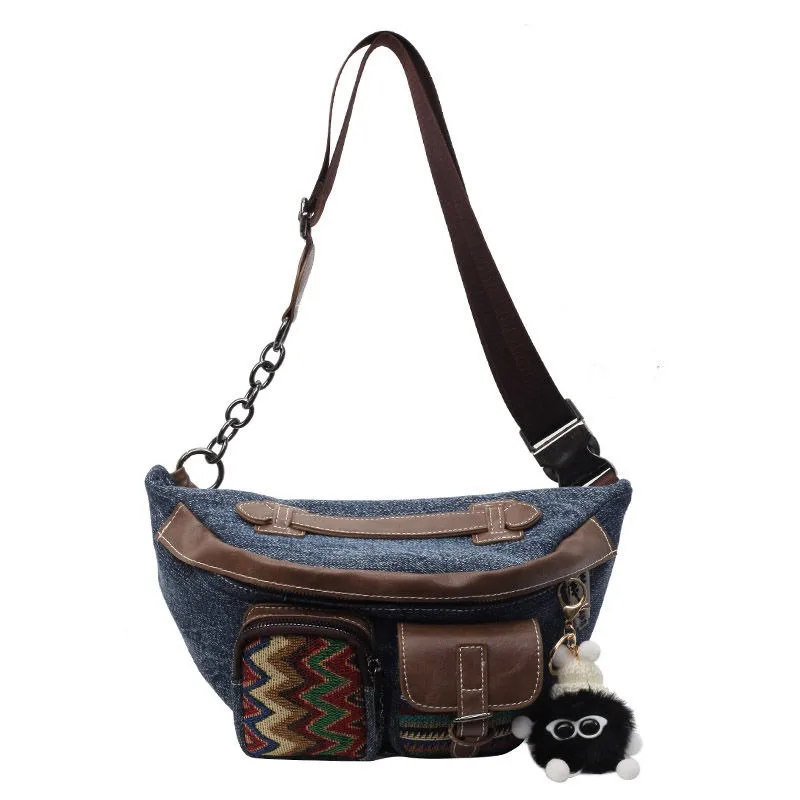 Retro Denim Breast Bag Women's Crossbody Waist Bag Ethnic Style Large Capacity Casual Versatile Tide Diagonal Back Dumpling Bag
Retro Denim Breast Bag Women's Crossbody Waist Bag Ethnic Style Large Capacity Casual Versatile Tide Diagonal Back Dumpling Bag