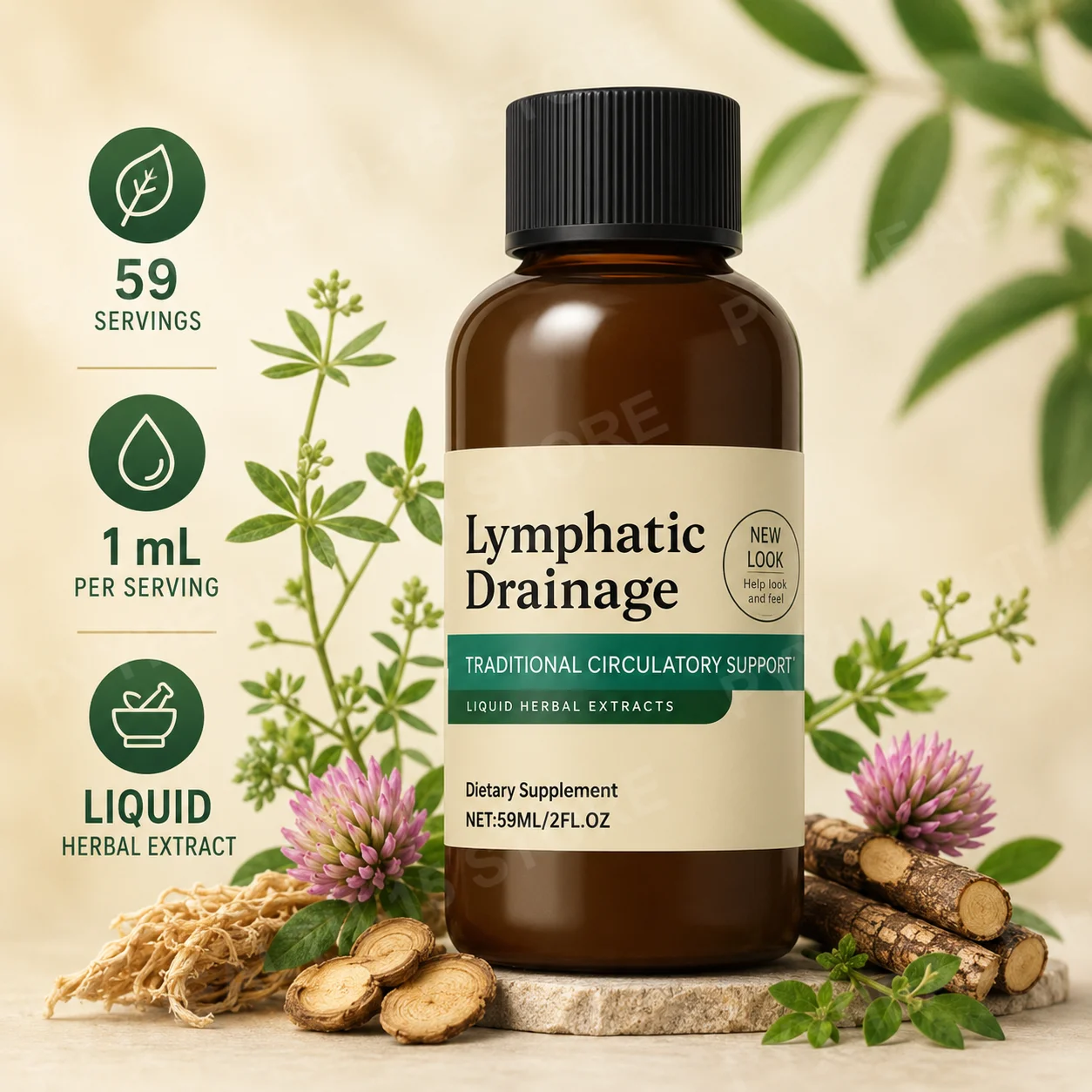 Herbal Extract Drops with Cleavers Red Clover Stillingia Root Prickly Ash Bark Daily Wellness Support 59ml Liquid Formula
Herbal Extract Drops with Cleavers Red Clover Stillingia Root Prickly Ash Bark Daily Wellness Support 59ml Liquid Formula