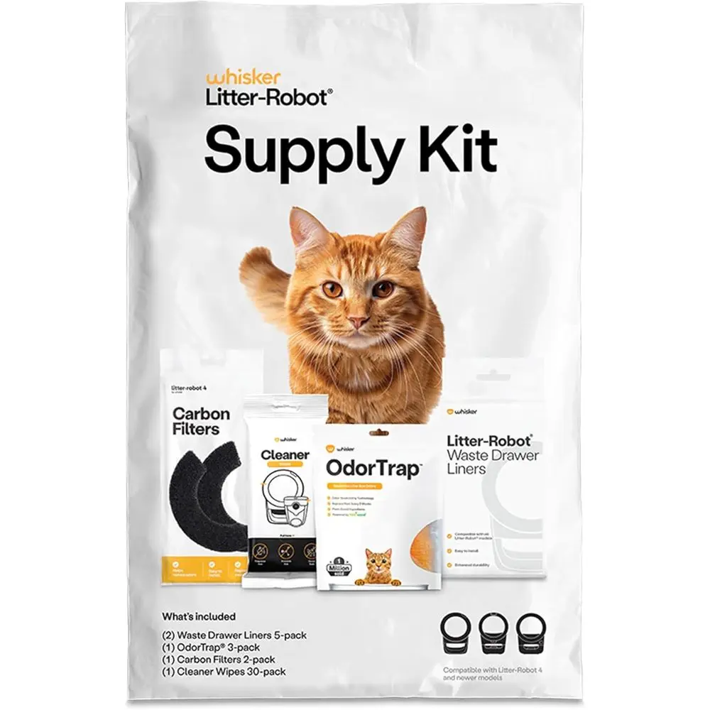 Self-Cleaning Litter Box Kit: 30 Wipes, 10 Liners, 3 Odor Control Packs, 2 Carbon Filters
Self-Cleaning Litter Box Kit: 30 Wipes, 10 Liners, 3 Odor Control Packs, 2 Carbon Filters