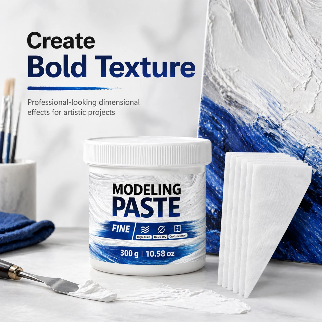 Acrylic Texture Molding Paste Set , 300g Sculpting Paste Kit for 3D Texture, Oil Painting Effects, Crafts and Art Projects
Acrylic Texture Molding Paste Set , 300g Sculpting Paste Kit for 3D Texture, Oil Painting Effects, Crafts and Art Projects
