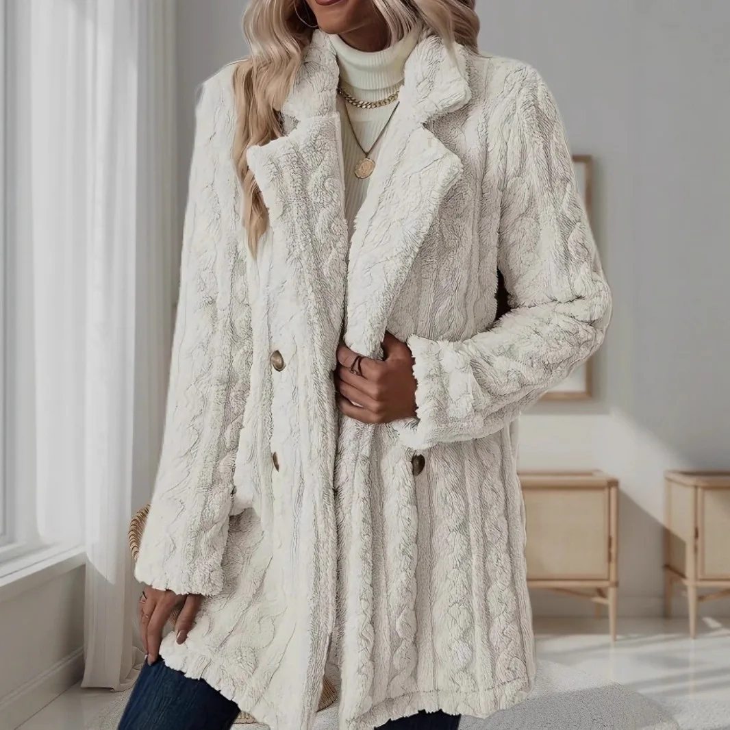 Women's Plush Coat Comfortable Casual Warm Suit Collar Double-Breasted Mid-Length Overcoat
Women's Plush Coat Comfortable Casual Warm Suit Collar Double-Breasted Mid-Length Overcoat