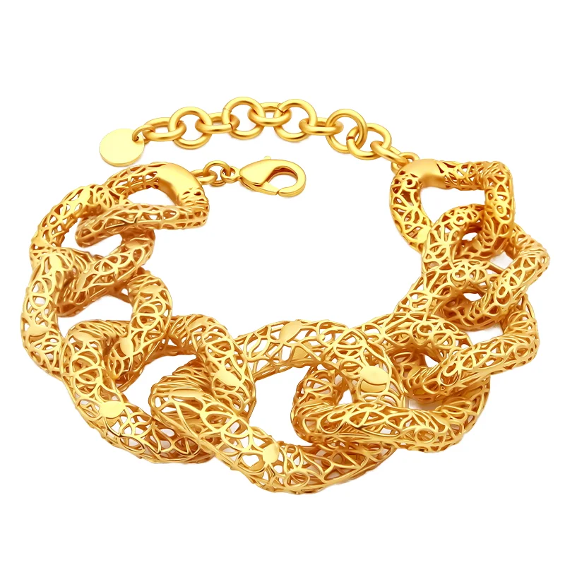 18K Gold Plated Chunky Chain Bracelet for Women Fashion Thick Curb Hollow Mesh Brass Link Bold Statement Jewelry for Anniversary
18K Gold Plated Chunky Chain Bracelet for Women Fashion Thick Curb Hollow Mesh Brass Link Bold Statement Jewelry for Anniversary