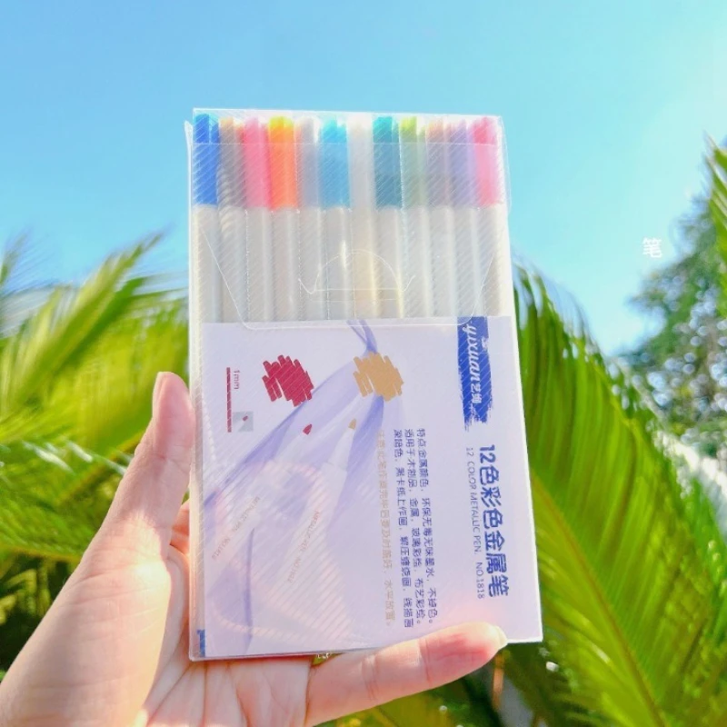 Office School Supplies Metallic color 12-color set color decorative wine glass album black cardboard water-based marker pen
Office School Supplies Metallic color 12-color set color decorative wine glass album black cardboard water-based marker pen