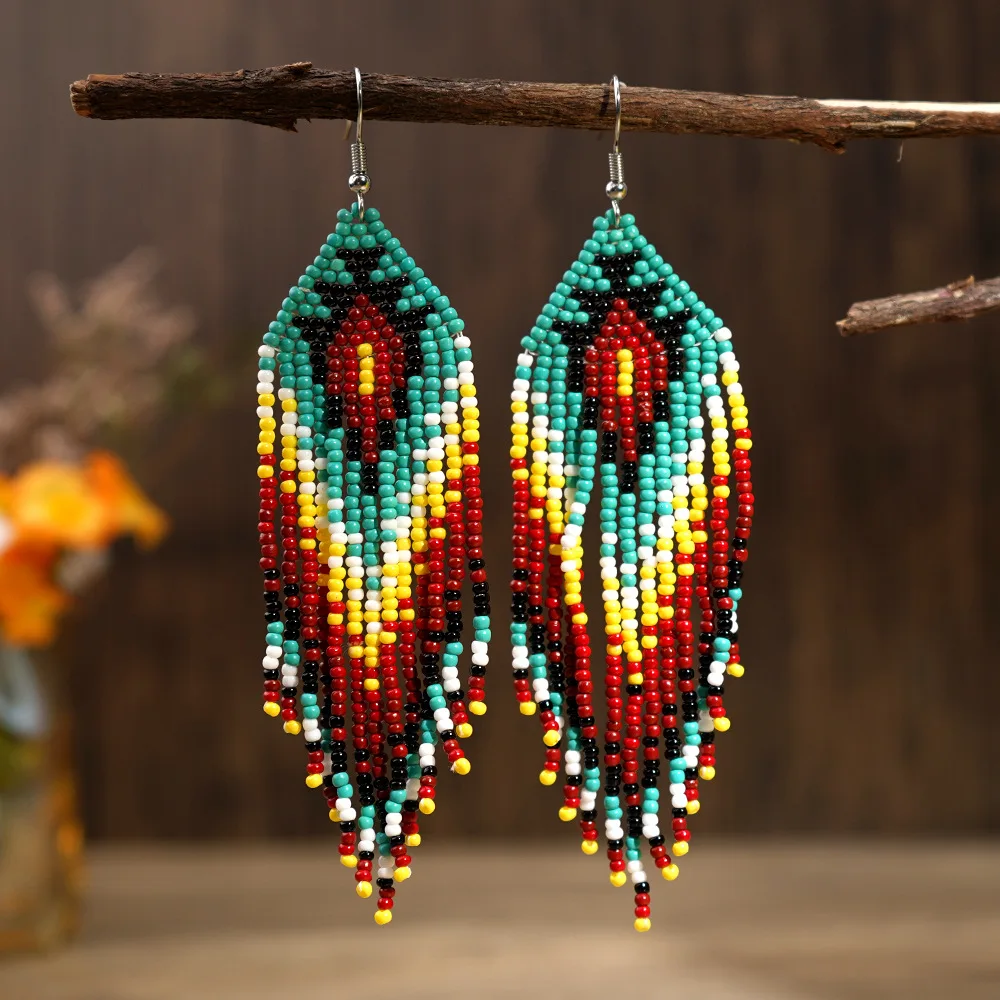Rice bead earrings Tassel Geometry Bohemia Chroma Design Originality Hand knitting Alloy Female Fashion Simple Beaded earrings
Rice bead earrings Tassel Geometry Bohemia Chroma Design Originality Hand knitting Alloy Female Fashion Simple Beaded earrings