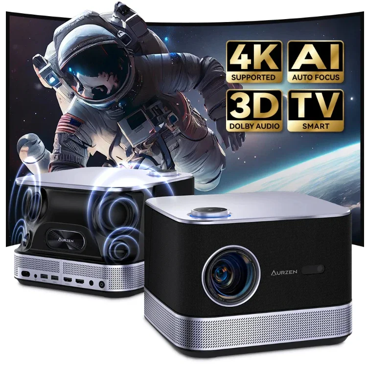 Aurzen Boom 3 Black All-ln-One Projector Native 1080P 4K HD Supported Projector Home Theater with 36W Strong Speakers
Aurzen Boom 3 Black All-ln-One Projector Native 1080P 4K HD Supported Projector Home Theater with 36W Strong Speakers