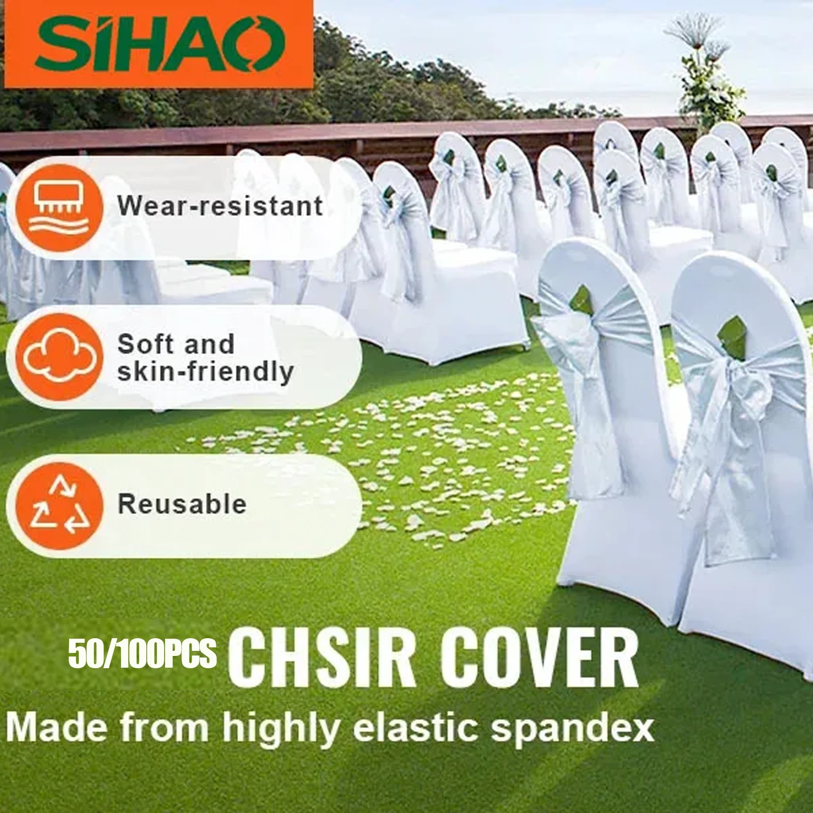 SIHAO 50/100PCS Stretch Spandex Folding Chair Covers, Removable Skirt, Washable, for Wedding/Banquet Events
SIHAO 50/100PCS Stretch Spandex Folding Chair Covers, Removable Skirt, Washable, for Wedding/Banquet Events