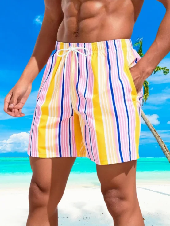 Men'S Striped Beach Shorts Contrasting Loose Quick Drying Shorts for Beach Vacation Swimming Surfing Sports Shorts Casual Shorts
Men'S Striped Beach Shorts Contrasting Loose Quick Drying Shorts for Beach Vacation Swimming Surfing Sports Shorts Casual Shorts