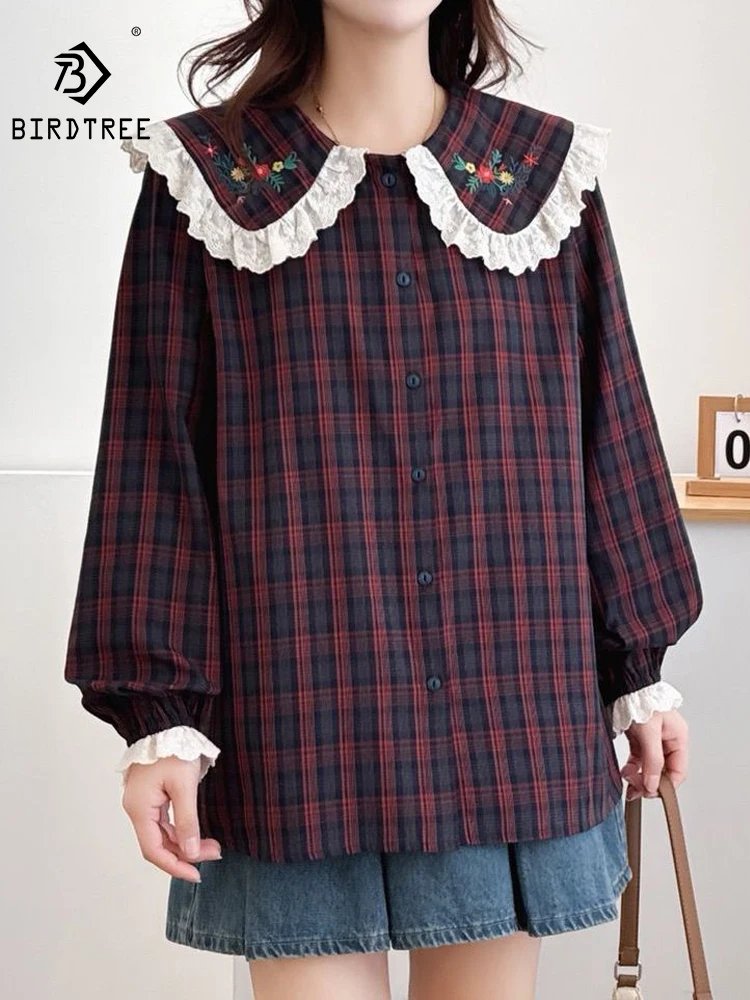 Новая женская хлопковая рубашка с длинным рукавом на весну 2026 года, с воротником Питер Пэн, вышивкой и клетчатым узором, в японском стиле Mori Girl, свободная блузка T61918CC
Новая женская хлопковая рубашка с длинным рукавом на весну 2026 года, с воротником Питер Пэн, вышивкой и клетчатым узором, в японском стиле Mori Girl, свободная блузка T61918CC