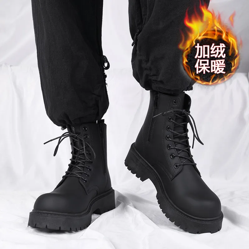 Men's High Top Leather Boots British Style Black Ankle Boots Platform Lace Up Motorcycle Boot Couple Outdoor Casual Shoes,37-46
Men's High Top Leather Boots British Style Black Ankle Boots Platform Lace Up Motorcycle Boot Couple Outdoor Casual Shoes,37-46