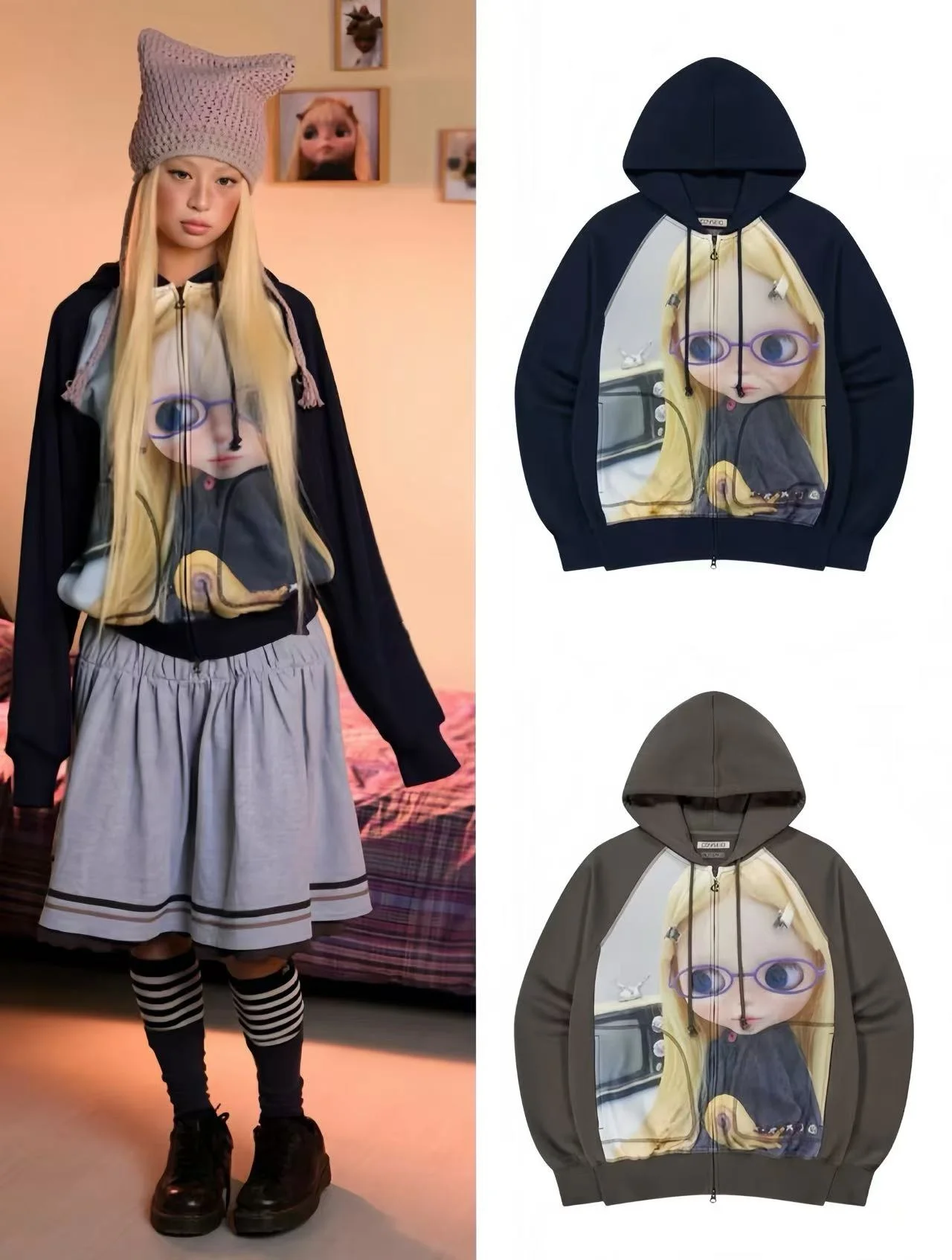 Coyseio Collaborative Zipper Hoodie Women's Doll Print Spring Autumn Jaet Casual Streetwear Comfortable Cotton Polyester
Coyseio Collaborative Zipper Hoodie Women's Doll Print Spring Autumn Jaet Casual Streetwear Comfortable Cotton Polyester