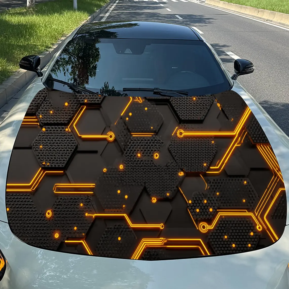 Futuristic Hexagon Glow Thrill PVC Car Engine Hood Vinyl Wraps, Self-Adhesive Waterproof Car Hood Decal Sticker, Car Decoration
Futuristic Hexagon Glow Thrill PVC Car Engine Hood Vinyl Wraps, Self-Adhesive Waterproof Car Hood Decal Sticker, Car Decoration