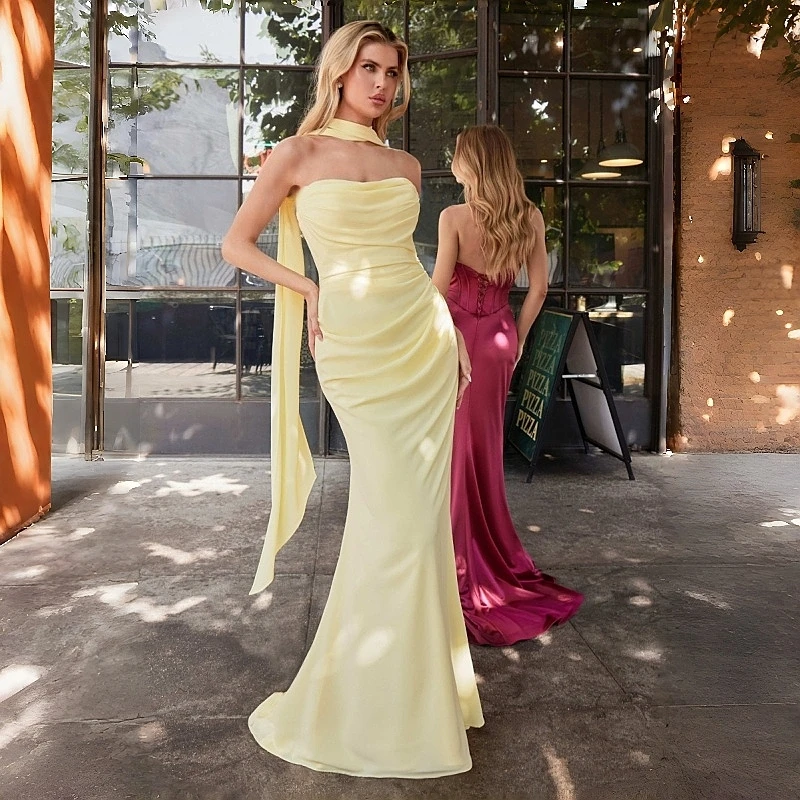 Women Strapless Chiffon Dress with Versatile Ties Scoop Neckline Fitted Dresses Bridesmaids Wedding Guest Party Black-Tie Events
Women Strapless Chiffon Dress with Versatile Ties Scoop Neckline Fitted Dresses Bridesmaids Wedding Guest Party Black-Tie Events