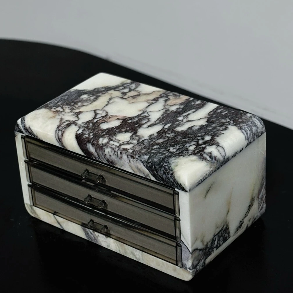 Blue Crystal Pink Onyx Calacatta Violet Natural Marble Jewelry Box With Acrylic Drawer
Blue Crystal Pink Onyx Calacatta Violet Natural Marble Jewelry Box With Acrylic Drawer