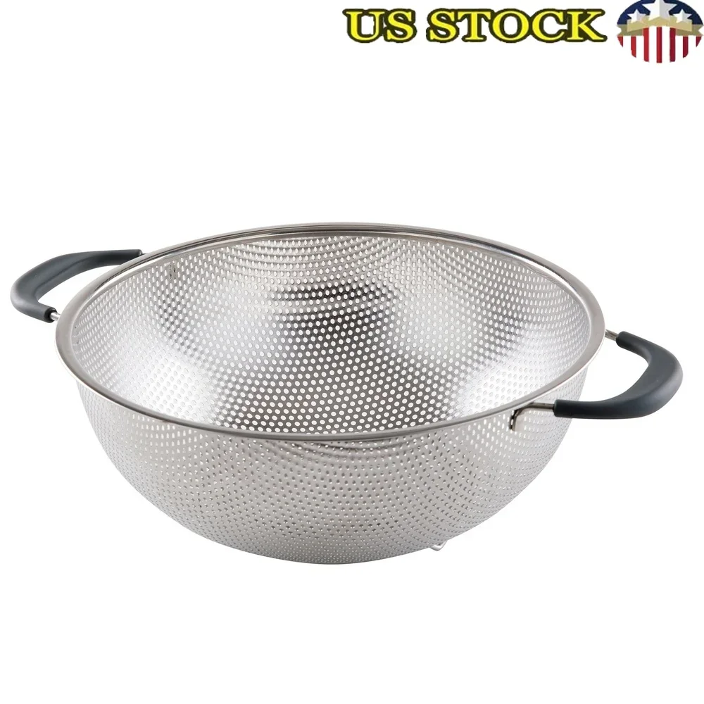 5 Qt Stainless Steel Colander with Soft Grip Handles Footed Base Stability Kitchen Drain Pasta Fruits Vegetables Dishwasher Safe
5 Qt Stainless Steel Colander with Soft Grip Handles Footed Base Stability Kitchen Drain Pasta Fruits Vegetables Dishwasher Safe