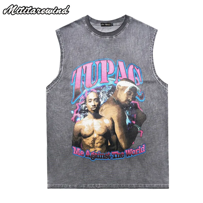 Men's Summer Hip Hop Sleeveless T-shirts High Street Vest Rose Print Casual Loose Sport Fashion Gray Distressed Vintage Washed
Men's Summer Hip Hop Sleeveless T-shirts High Street Vest Rose Print Casual Loose Sport Fashion Gray Distressed Vintage Washed