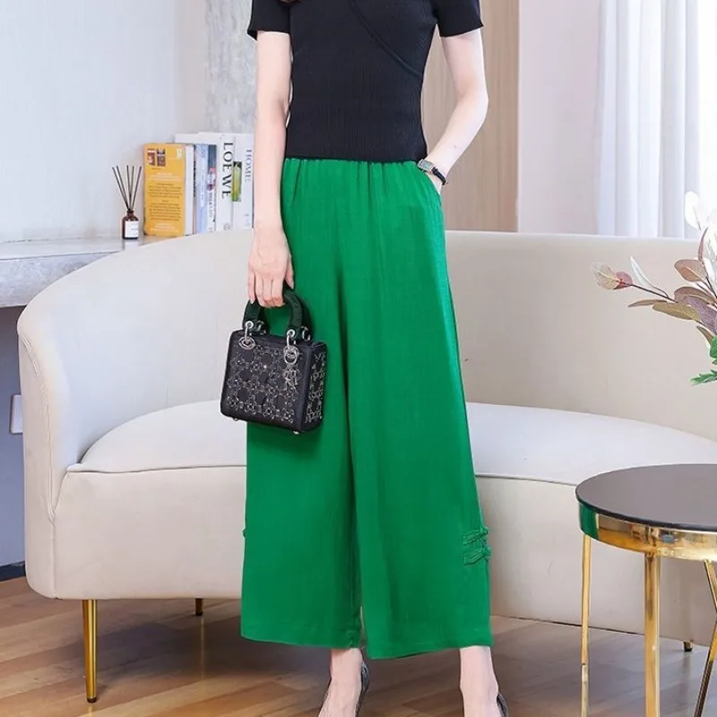 Spring and Autumn Women's Loose Solid Color Slim Fit High Waist Elastic PocketsNine Split Wide LegsFashion Casual Elegant Pants
Spring and Autumn Women's Loose Solid Color Slim Fit High Waist Elastic PocketsNine Split Wide LegsFashion Casual Elegant Pants