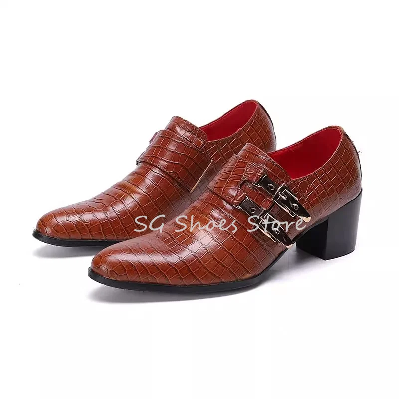 Male Metal Belt Buckle Hight Heel Leather Shoes Handmade Round Toe Shallow Slip-On Loafers for Men Wedding Party Dress Shoes
Male Metal Belt Buckle Hight Heel Leather Shoes Handmade Round Toe Shallow Slip-On Loafers for Men Wedding Party Dress Shoes